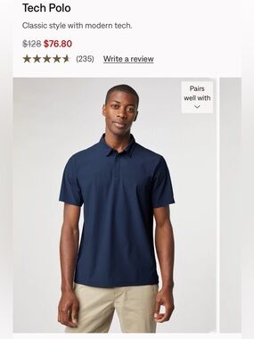 RHONE Navy Tech Polo Short Sleeve